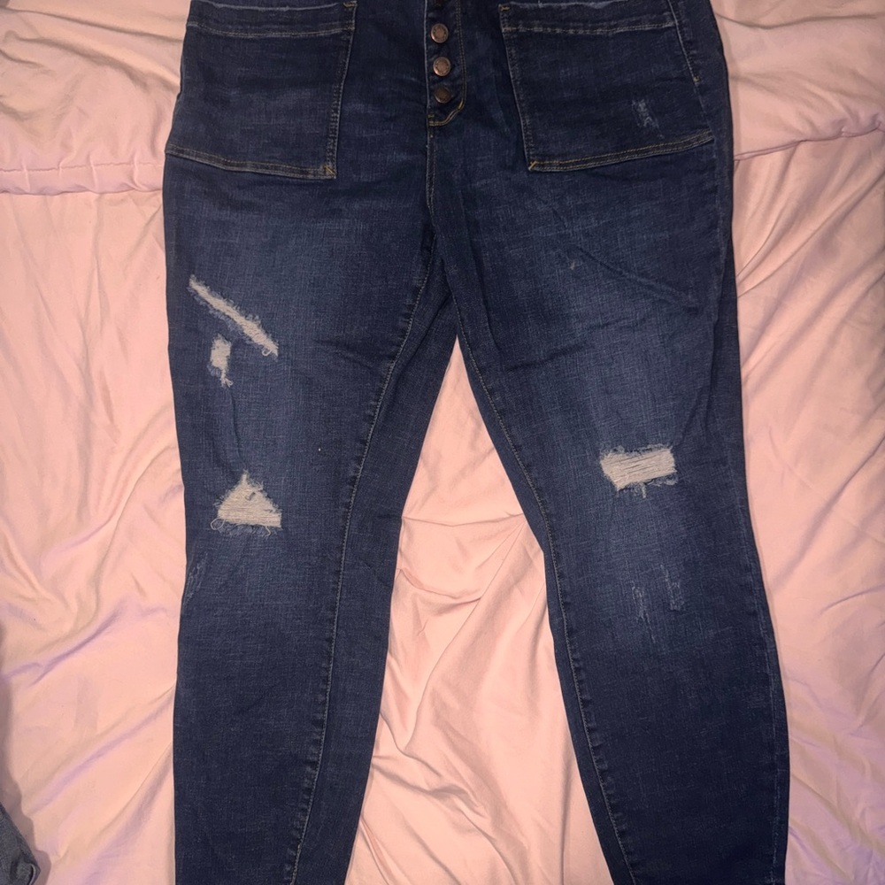 Judy Blue High Rise Distressed Dark Blue Jeans